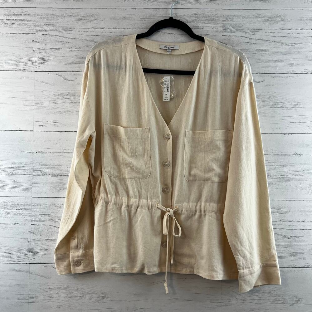 Madewell NWT Linen Blend Peplum Top Size M
